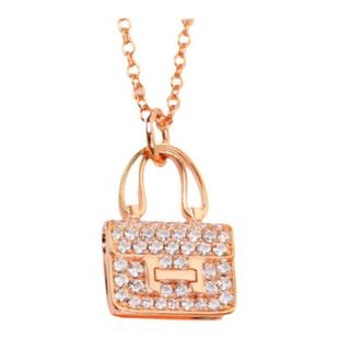 镶钻H康康包项链女纯银18K玫瑰金吊坠锁骨链小众轻奢女礼物新款