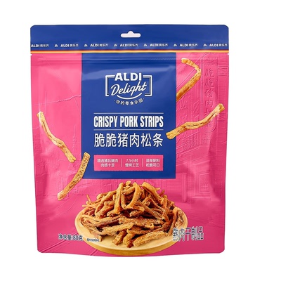 上海奥乐齐 ALDI Delight 脆脆猪肉松条 80g 熟肉干制品 网红零食