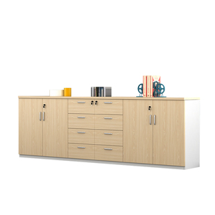 办公室文件柜矮柜储物柜木质带锁长条边柜侧柜置物柜茶水间柜子