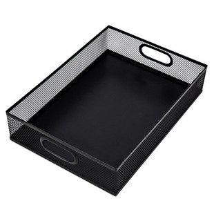 得力金属收纳框文件篮公文篮办公凭证筐A4多功能单据塑料筐财务蓝色整理置物架资料筐收纳盒桌面