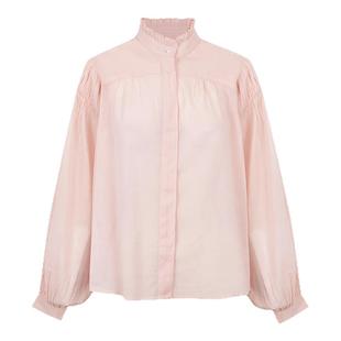 ANTIK BATIK x LOOKNOW2025年秋季新款粉色花边立领长袖衬衫女