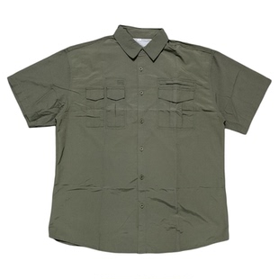 断码清仓大码宽松廓形山系风多口袋翻领户外速干短袖衬衫Y221包邮