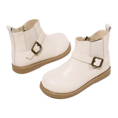 斯纳菲女童黑色加绒皮靴