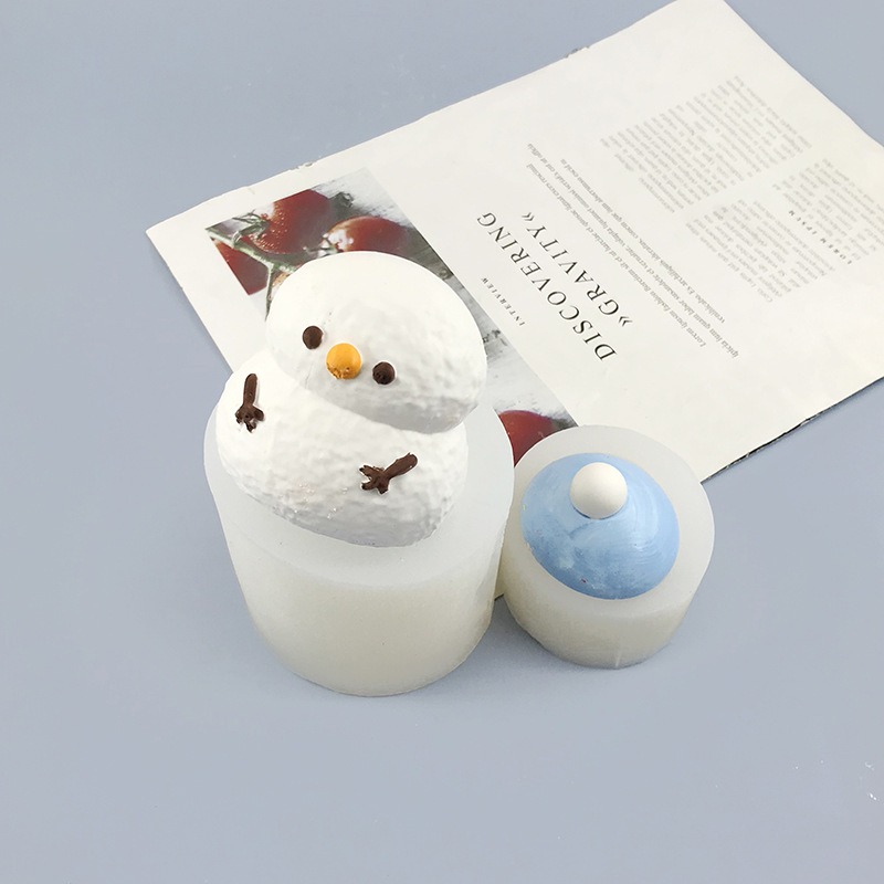 立体雪人硅胶模具圣诞节蜡烛具捏工具肥皂磨具捏家居装饰批发膜