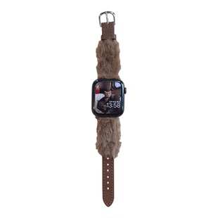 晚冬毛绒皮革小众iwatch表带s9适用applewatch苹果s7手表s8新款se