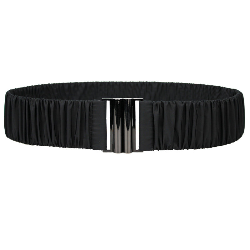 高级羽绒服面料腰带女新款收腰派克服配棉服褶皱松紧弹力加长腰封
