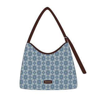 尼睿2025新款牛仔老花斜挎包通勤百搭单肩包大容量拉链帆布包AI