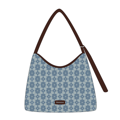 尼睿牛仔老花纹休闲斜挎包