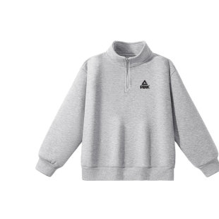 匹克童装男童加绒卫衣冬儿童保暖内搭青少年一体绒立领半拉链卫衣