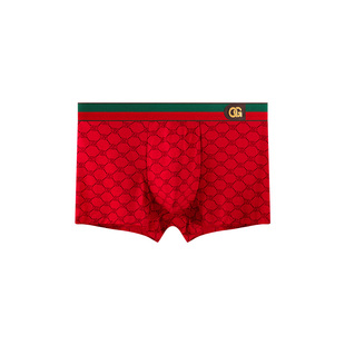 AG男士内裤本命年男款平角裤纯棉档红色结婚马年袜子四角短裤礼盒