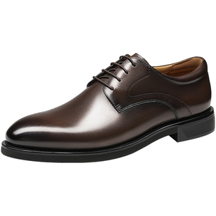 报喜鸟男士商务皮鞋春秋新款头层牛皮新郎结婚正装鞋增高德比鞋