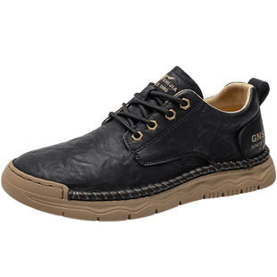 公牛世家休闲皮鞋男款冬季2026新款英伦复古百搭时尚舒适软底男鞋