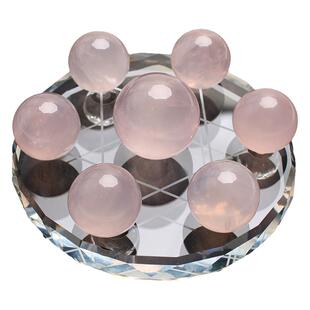 如鸿天然粉水晶七星阵摆件粉晶球办公桌卧室装饰礼品桃花石头