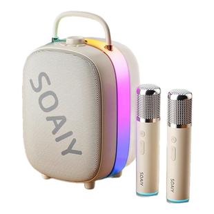 索爱 SSK02 蓝牙音箱唱歌神器K歌双麦克风音响内置声卡AI小度点歌