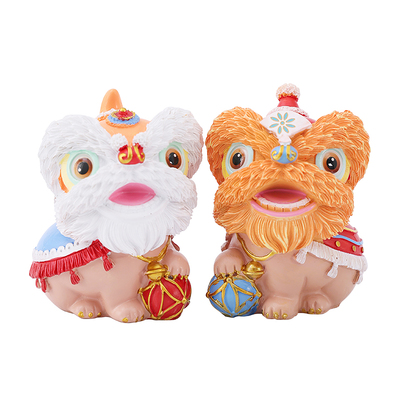 中式国潮舞狮树脂创意摆件高级感小众桌面茶桌装饰工艺品生日礼物