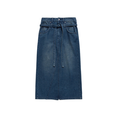 IIIVIVINIKO2025秋新款复古双腰头直筒牛仔半裙女M531703208B