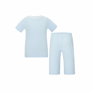 爱慕儿童男女孩短袖上衣七分裤家居服睡衣睡裤套装防蚊睡眠衣A类