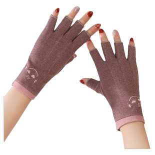 半指手套女冬季保暖骑行美甲手套德绒手套