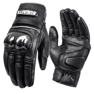 夏季骑行手套摩托车碳纤维真皮防风四季复古机车骑士装备赛车防摔