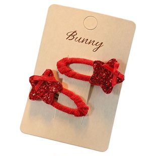 儿童新年红色闪钻兔子蝴蝶结发圈女童双马尾头绳不伤发扎马尾发饰