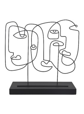 轻奢抽象几何铁艺线条人脸摆件