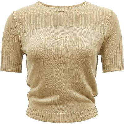 ONLY螺纹纯色圆领短袖针织衫