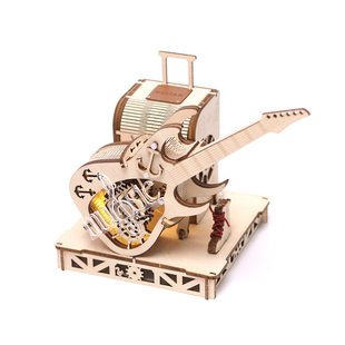 吉他3D立体木质拼图音乐八音盒男diy手工高难度玩具生日礼物女生