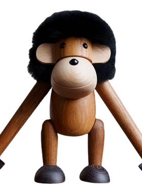 摆件北欧丹麦设计长毛猴木偶