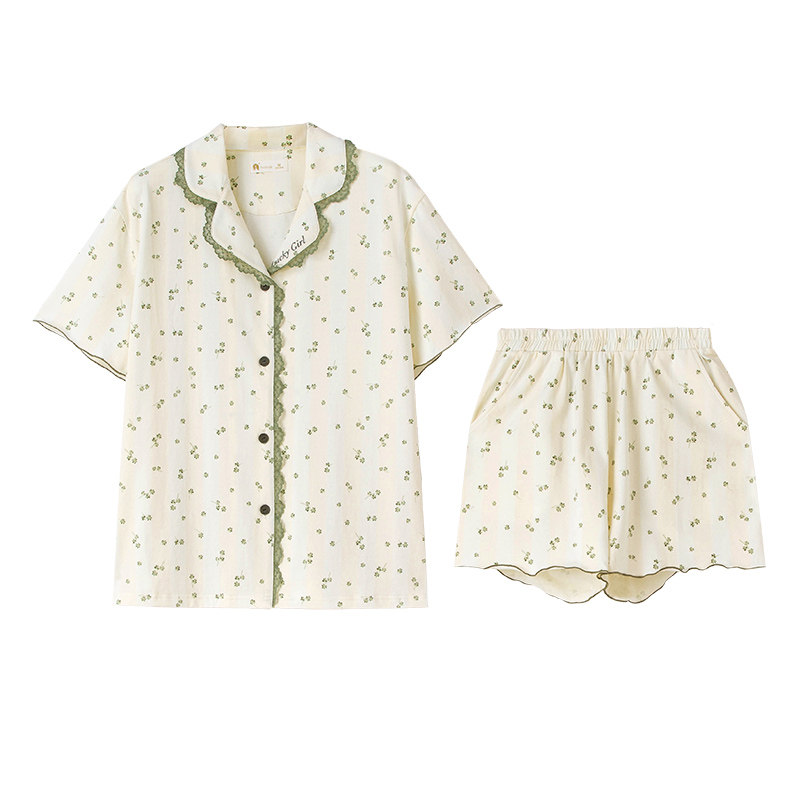 妮狄娅夏季柔软棉开衫家居服套装