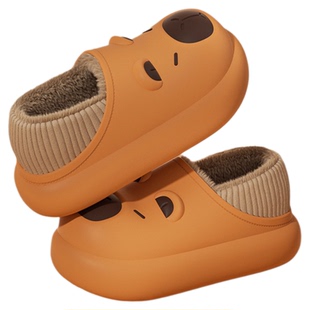 卡皮巴拉儿童棉拖鞋男童2025新款秋冬家居防滑防水女宝加绒棉鞋男