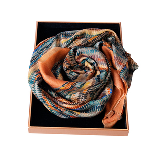 爱奇葩 艺术家联名条纹美拉德羊毛披肩暖棕絮语纯羊毛围巾礼盒装