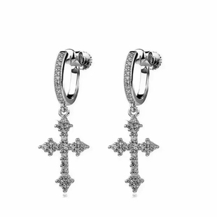 十字架高级感耳夹男无耳洞新款男士耳骨夹小众耳挂式精致闪钻耳环