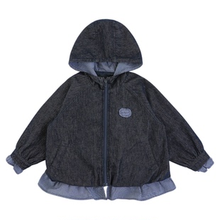 幼悠女童韩系连帽牛仔外套春秋俏皮可爱亲肤柔软时尚百搭休闲上衣