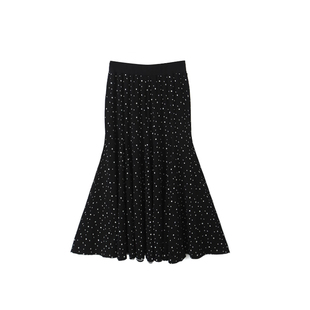 超好看冬装半身裙黑色波点鱼尾大摆长裙大码女新款梨形伯克利裙子