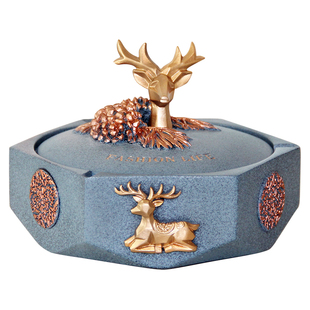 烟灰缸个性创意办公室高档烟灰缸带盖防飞灰家用客厅茶几欧式摆件