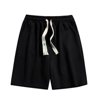 drew夏户外美式休闲男女运动短裤笑脸潮牌纯色情侣宽松抗皱五分裤