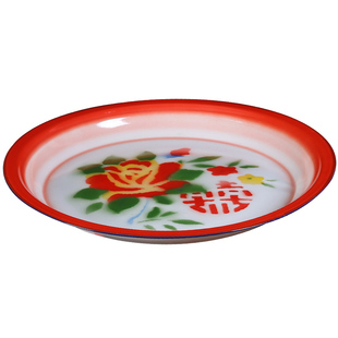 搪瓷盘子怀旧老式搪瓷盘大茶盘家用80年代喜字秤称盘麻辣烫盘子