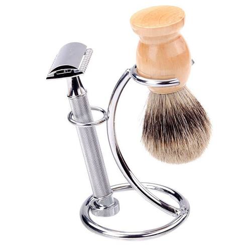 跨境款男士家用胡刷剃刀剃刀锌合金老式架支架收纳剃刀直架现货