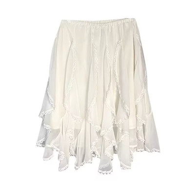 不规则蕾丝拼接半身裙显瘦蛋糕裙