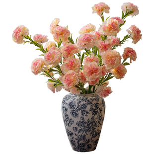 康乃馨仿真高档花假花轻奢高端客厅餐桌装饰品高级仿生花艺摆件