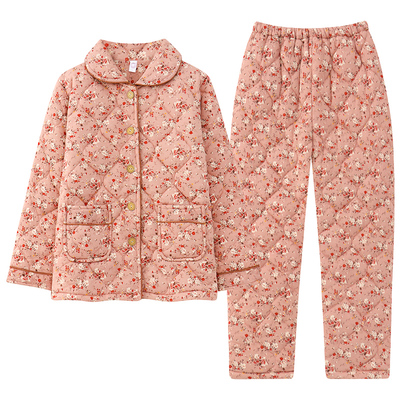 纯棉夹棉睡衣不起球不褪色