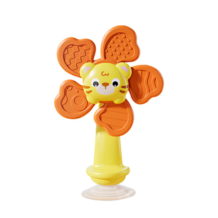 婴儿吸盘风车转转乐儿童手持餐椅旋转风车益智专注力训练摇铃玩具