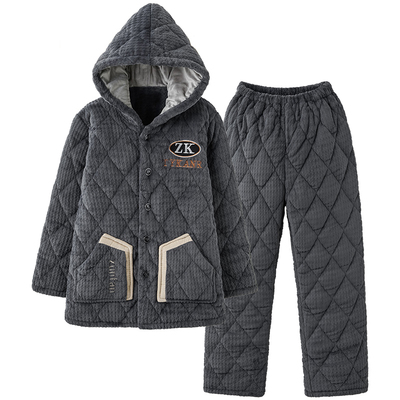 芬腾正品男三层加厚珊瑚绒夹棉袄