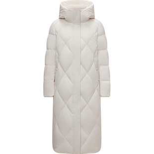 坦博尔冬季鹅绒羽绒服女款 连帽长款过膝保暖加厚 时尚高品质外套