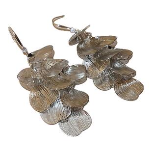 欧美镂空叶子流苏金属耳环女轻奢高级感气质耳钩复古时尚夸张耳饰