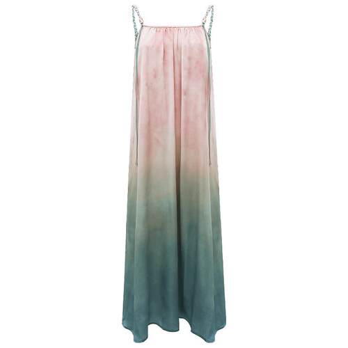 COCOBELLA度假风渐变晕染吊带裙手工编织肩带连衣裙FR7057-4