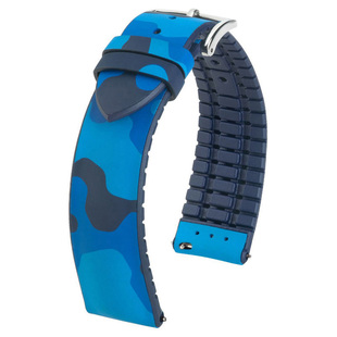 奥地利进口海奕施双面橡胶表带迷彩军绿色适用万国飞行员20 22 mm