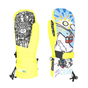 LEVEL进口防水加厚保暖印花小儿童单板滑雪冬季运动手套4153JM
