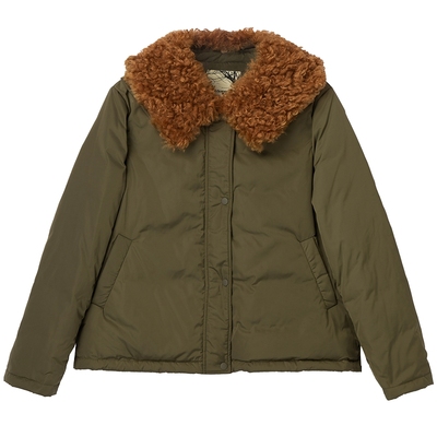 布景翻领白鸭绒短款羽绒服