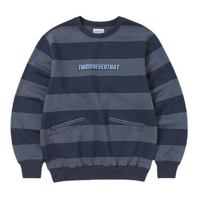 thisisneverthat®Printed Stripe Crewneck秋冬条纹拉链口袋卫衣